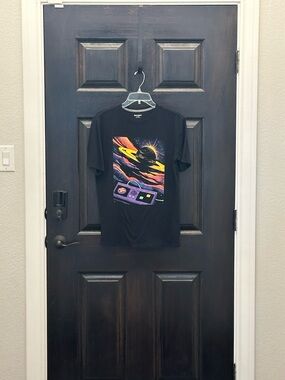 Old Navy Black Retro Gaming/Space Graphic Tee Size XL/14-16